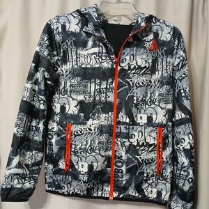 Kids Graphic Hooded Jacket - Black and Red
